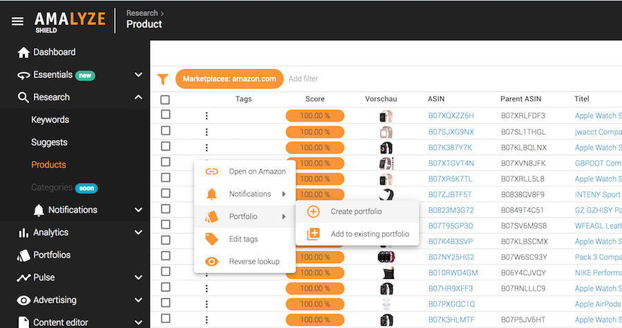 How to add an ASIN to a portfolio in shield